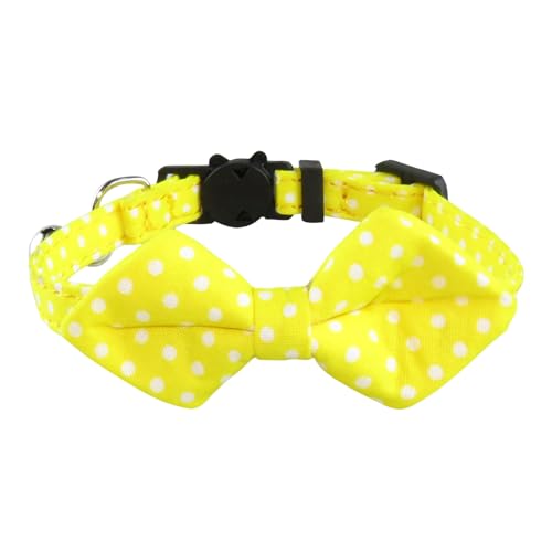 fxwtich Rostbeständiges Kupfer-Glocken-Haustierhalsband, bequem, langlebig, Fliege für Katzen mit einfarbigem Polka Dot, verstellbare Kätzchen-Welpen-Schnalle, rostfrei Gelb fxwtich Rostbeständiges Kupfer-Glocken-Haustierhalsband, bequem, langlebig, Fliege für Katzen mit einfarbigem Polka Dot, verstellbare Kätzchen-Welpen-Schnalle, rostfrei Gelb von fxwtich