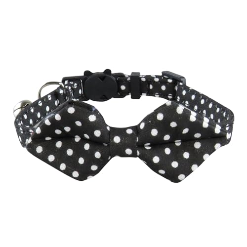 fxwtich Rostbeständiges Kupfer-Glocken-Haustierhalsband, bequem, langlebig, Fliege für Katzen mit einfarbigem Polka Dot, verstellbare Kätzchen-Welpen-Schnalle, rostfrei Schwarz fxwtich Rostbeständiges Kupfer-Glocken-Haustierhalsband, bequem, langlebig, Fliege für Katzen mit einfarbigem Polka Dot, verstellbare Kätzchen-Welpen-Schnalle, rostfrei Schwarz von fxwtich