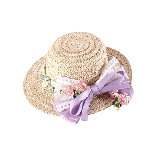 fxwtich Sommer-Haustierhut mit Fliege, für Hunde, Sonnenstroh, handgewebte Schutzkappe mit verstellbarem Kinnriemen für kleine Hunde und Katzen, perfekt für Geburtstage und besondere Anlässe Viol fxwtich Sommer-Haustierhut mit Fliege, für Hunde, Sonnenstroh, handgewebte Schutzkappe mit verstellbarem Kinnriemen für kleine Hunde und Katzen, perfekt für Geburtstage und besondere Anlässe Viol von fxwtich