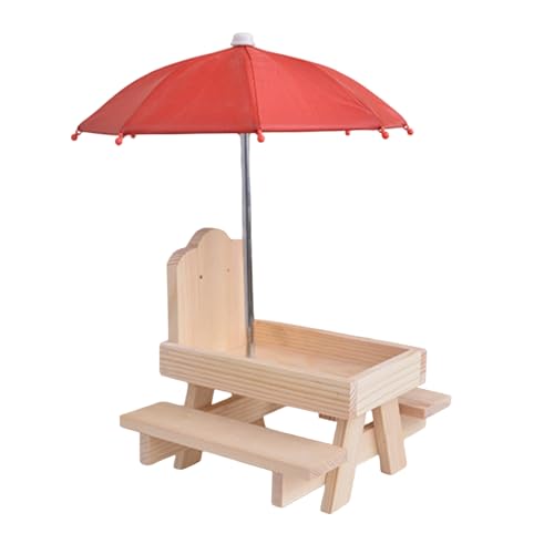 fxwtich Wasserdichter Eichhörnchen-Futterspender, verspielter Holz-Eichhörnchen-Futterspender mit roten Regenschirm-Abflusslöchern, handgefertigter Picknicktisch für die Fütterung im Holzfarbe fxwtich Wasserdichter Eichhörnchen-Futterspender, verspielter Holz-Eichhörnchen-Futterspender mit roten Regenschirm-Abflusslöchern, handgefertigter Picknicktisch für die Fütterung im Holzfarbe von fxwtich