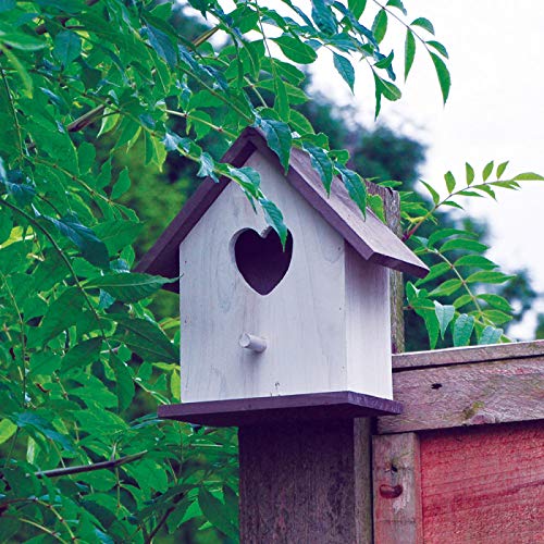 Garden Mile® Großer weißer Holz-Garten-Vogel-Nistkasten Vogelhaus Shabby Chic Loveheart Rotkehlchennester für kleine Gartenvögel von garden mile