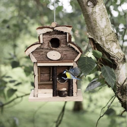Garden Mile Natur Vogelhaus Hotel - Traditionelle Holzkiste Vogelhäuser für Garten, Balkon, ideal als Rotkehlchenhaus, Spatzen Nistkasten, kleines Vogelhaus Garden Mile Natur Vogelhaus Hotel - Traditionelle Holzkiste Vogelhäuser für Garten, Balkon, ideal als Rotkehlchenhaus, Spatzen Nistkasten, kleines Vogelhaus von garden mile