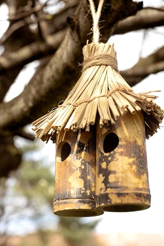 Garden Mile Vogelhaus aus Reidengeflecht, klein, Naturmaterial, zum Aufhängen, zum Aufhängen im Freien, Nesttasche, Baum zum Aufhängen von garden mile