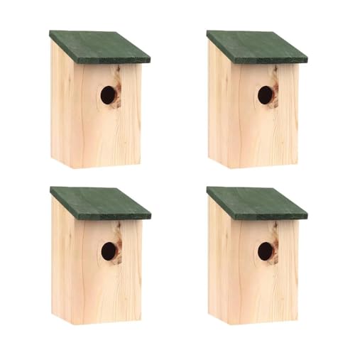 Garten Mile 4x traditionell hölzern Garten Vogelhaus Nestbau Boxen mit grünem Scharnier Dach für einfache Reinigung Predator Proof zu passend Klein Vögel Spatzen, Tits Rotkehlchen Nester von garden mile