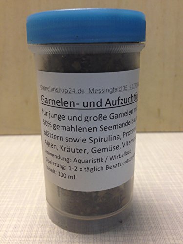 garnelenshop24de 100ml Garnelenfutter, Aufzuchtfutter und Wasseroptimierung gleichzeitig - Direkt vom Züchter - Mit Seemandelbaumblättern und Maulbeerblättern von garnelenshop24de