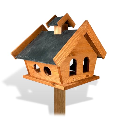 GARTENETAGE Vogelhaus Schiefer mit 2in1 Ständer/Vogelhaus mit Ständer wetterfest und stabil/Vogelfutterhaus mit Ständer/Robustes Vogelhäuschen für Balkon und Garten GARTENETAGE Vogelhaus Schiefer mit 2in1 Ständer/Vogelhaus mit Ständer wetterfest und stabil/Vogelfutterhaus mit Ständer/Robustes Vogelhäuschen für Balkon und Garten von gartenetage