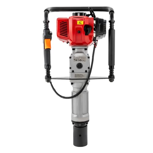gegeweeret Pfahltreiber 52cc 2-Takt Benzinmotor 1900W 2.3HP Hochleistungs-Aluminium-Antriebsgehäuse Schlagenergie max.55J Pfahlfahrer Pfosten Ramme Gartenarbeit Zaunpfahlramme für Rammarbeiten von gegeweeret