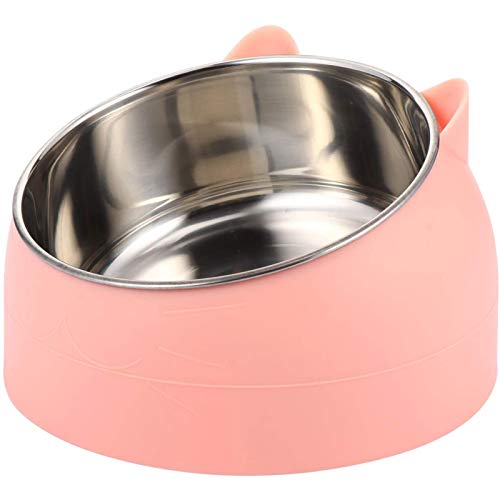 400ML Edelstahl Haustier, Katzenfutter, Katzenfutter, Katzenfutter, Katzen-Wassernapf, Mehrzweck-Haustier-Futternapf, für Tierfutter und Wasser-Futterspender (Rosa) von geneic