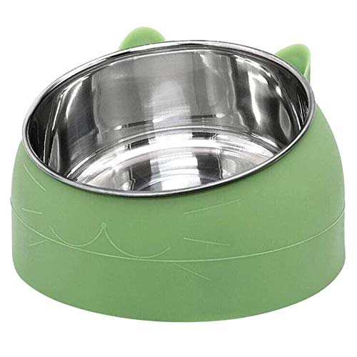 Edelstahl-Katzennapf, Katzenfutternapf, Katzen-Futternapf, Katzen-Wassernapf, Mehrzweck-Haustier-Futternapf, für Tierfutter und Wasser-Futterspender (grün) von geneic