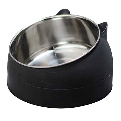 400ML Edelstahl Haustier Katzennapf, Katzenfutter, Katzenfutter, Katzenfutter, Katzen-Wassernapf, Mehrzweck-Haustier-Futternapf, für Tierfutter und Wasser-Futterspender (schwarz) von geneic