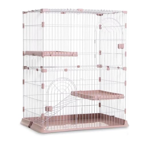 Generic Katzenkäfig Draht-Katzenkäfig 3/4 Etagen Katzenkäfig mit Hängematte Katzenkäfig Katzenbox mit 3 Plattformen, 3 Vordertüren und 2 Rampentreppen, abnehmbare Metallhütten (Farbe: von generic
