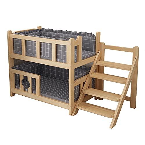 Hundebett aus Holz mit Geländer und Treppe für Hunde und Katzen, Ganzjahresnutzung – Erhältlich in den Längen 68/80/100 CMA Hundebett aus Holz mit Geländer und Treppe für Hunde und Katzen, Ganzjahresnutzung – Erhältlich in den Längen 68/80/100 CMA von generic
