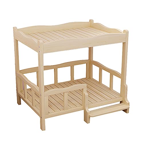 Hundebett aus Holz mit Geländer und Treppe für Hunde und Katzen, Ganzjahresnutzung – Erhältlich in den Längen 68/80/100 cm Hundebett aus Holz mit Geländer und Treppe für Hunde und Katzen, Ganzjahresnutzung – Erhältlich in den Längen 68/80/100 cm von generic