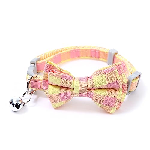 Katzen Halsband Gelb Rosa Pink Fliege Glocke von generic