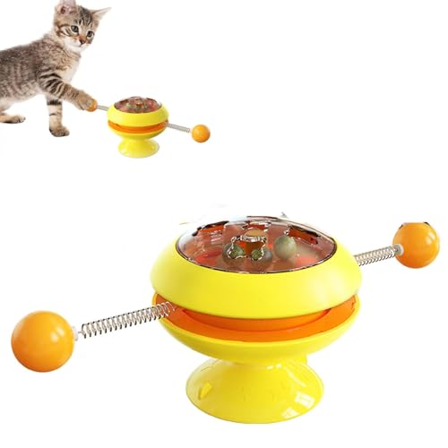 gentles Interaktives Katzenminze-Trainingsspielzeug, interaktives Ball-Katzenminze-Katzentrainingsspielzeug, interaktives Katzenminze-Spielzeug für Erwachsene Katzen im Innenbereich (1Gelb) von gentles