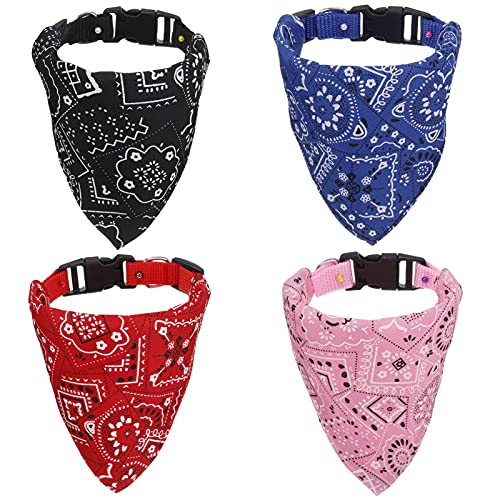 gerFogoo 4 Stück Hunde Bandana Kopftücher, Hundehalstuch mit Halsband, Dreieckstuch Halsdreiecke Hundehalstcher, Einstellbare Hund Halstuch für Welpen Kleine Große Hunde und Katzen(S) von gerFogoo