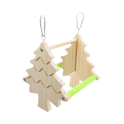 Doppelseitige Spiegel-Sitzstange für Papageienkäfig, Vogelschaukel aus Holz für Wellensittiche Kauübungen Doppelseitige Spiegel-Sitzstange für Papageienkäfig, Vogelschaukel aus Holz für Wellensittiche Kauübungen von getuse