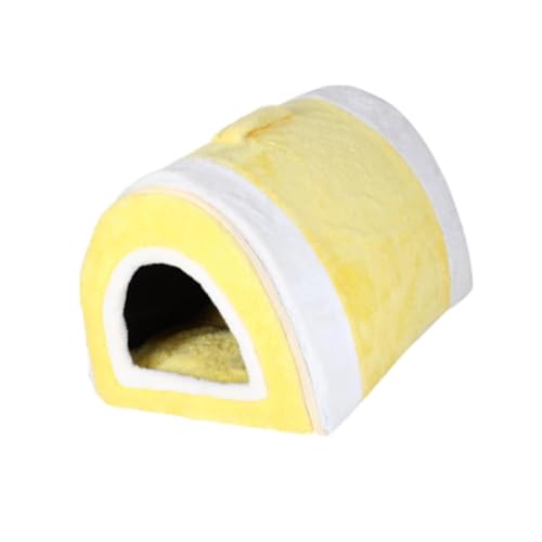 Haustier-Schlafbett, Katzenhaus für Indoor-Katzen und kleine Hunde, bequeme warme Hundehütte, abnehmbarer und waschbarer Haustierunterstand (Gelb) von getuse