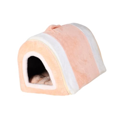 Haustier-Schlafbett, Katzenhaus für Indoor-Katzen und kleine Hunde, bequeme warme Hundehütte, abnehmbarer und waschbarer Haustierunterstand (Rosa) von getuse