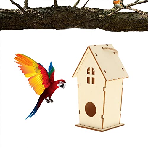 Unlackiertes natürliches Vogelhaus aus Holz, hängende Gartendekoration, DIY, Handwerk, handgefertigte Fensterdekoration Unlackiertes natürliches Vogelhaus aus Holz, hängende Gartendekoration, DIY, Handwerk, handgefertigte Fensterdekoration von getuse