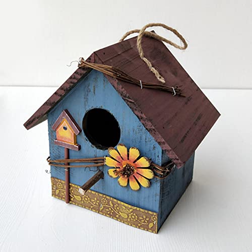 Vogelhaus zum Aufhängen, aus Holz, ländlicher Innenhof, Gartendekoration, blau, umweltfreundlich, ungiftig Vogelhaus zum Aufhängen, aus Holz, ländlicher Innenhof, Gartendekoration, blau, umweltfreundlich, ungiftig von getuse