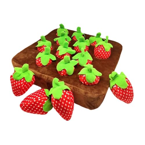 getuse Garden Strawberry Plush Toys, Dog Puzzle Toys, Pet Interactive Hide and Seek Strawberry Harvest Puppy Kittens von getuse