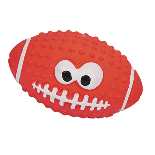 getuse Interaktives Quietschball Spielzeug für Hunde, Kaugummiball für mittelgroße Hunde, rote Rugby-Form von getuse