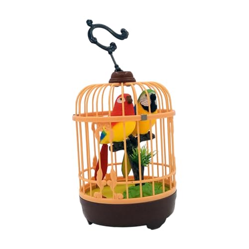 getuse Interaktives Vogelkäfig-Spielzeug, geräuschaktiviert, realistischer Papagei, Heimdekoration, Zwitschern, Geschenk für Kinder, 12 x 12 x 27 cm getuse Interaktives Vogelkäfig-Spielzeug, geräuschaktiviert, realistischer Papagei, Heimdekoration, Zwitschern, Geschenk für Kinder, 12 x 12 x 27 cm von getuse