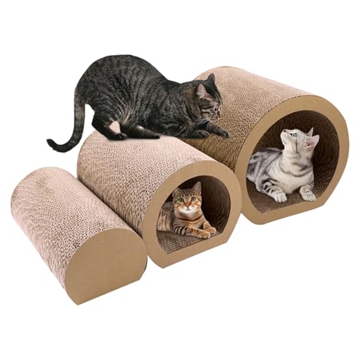 Kratzbads Katzentunnelbett, 3pcs 3 Größen Katzenkratzerbett, Wellpapier Katze Kratzer, Versteck und Spiel DIY -Katzenrad für Innenkatzen von ggtuyt