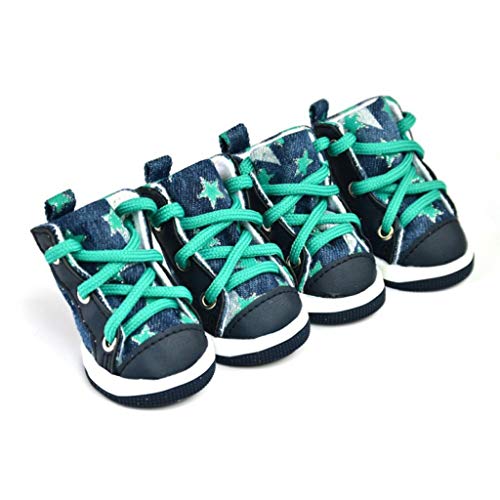 4 Stück Winter Outdoor Warme Haustier Hund Denim Schuhe Welpe Canvas Schuhe Kleine Hunde Sport Casual Anti-Rutsch-Stiefel Hundesocken Haustierprodukt (Größe: 4) von ghghnrtgefrgnhnxdf