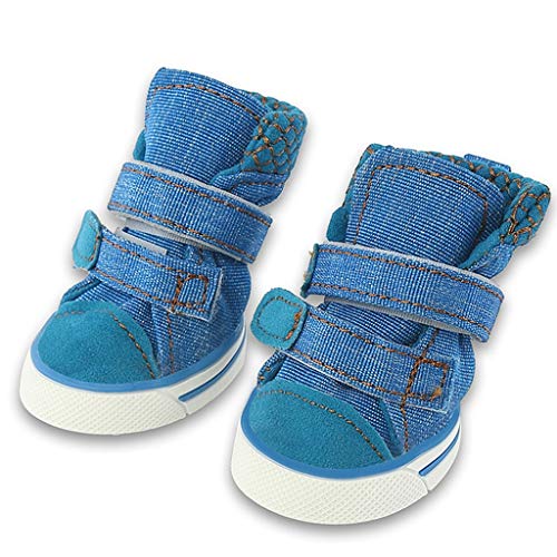 Haustier-Canvas-Schuhe, Hundeschuhe, rutschfeste Gummisohle, Frühling, Herbst, atmungsaktive Hundeschuhe, Pudel, Outdoor, Spazierengehen, Welpen, Sneakers (Größe : 3) von ghghnrtgefrgnhnxdf