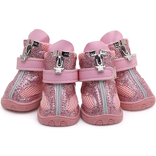Herbst Winter Haustier Hunde Schuhe Mesh rutschfeste weiche Sohle Riemen Hundeschuhe atmungsaktiv Outdoor Walking Freizeit Haustiere Katzen Sneakers (Größe : 5) von ghghnrtgefrgnhnxdf