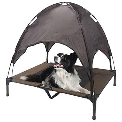 Hochbelastbares Haustier-Sommerbett, atmungsaktiv, einlagig, Outdoor-Zelt, Hundebett mit Dach, erhöhtes Bett, Hunde-Campingbett (Braun, mittel) von ghghnrtgefrgnhnxdf