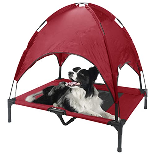 Hochbelastbares Haustier-Sommerbett, atmungsaktiv, einlagig, Outdoor-Zelt, Hundebett mit Dach, erhöhtes Bett, Hunde-Campingbett (Rot X) von ghghnrtgefrgnhnxdf