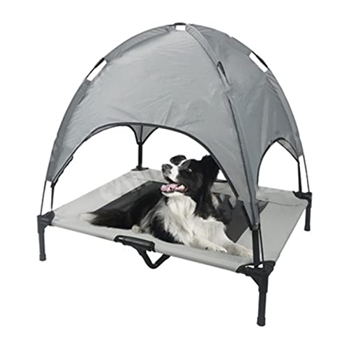 Hochbelastbares Haustier-Sommerbett, atmungsaktiv, einlagig, Outdoor-Zelt, Hundebett mit Dach, erhöhtes Bett, Hunde-Campingbett (grau, klein) von ghghnrtgefrgnhnxdf