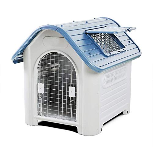 Hundehütte für den Außenbereich, regendicht, Kunststoff, vier Jahreszeiten, allgemeine Hundehütte für den Innenbereich, mit Dachfenster, Haustier-Laufstall von ghghnrtgefrgnhnxdf