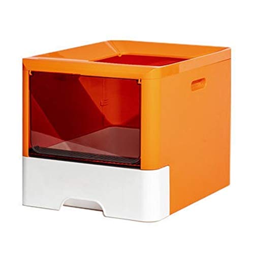 Katzentoilette für Haustiere, ABS-Kunststoff, leicht zu reinigen, vollständig geschlossene Katzentoilette, zwei Türen, Orange Katzentoilette für Haustiere, ABS-Kunststoff, leicht zu reinigen, vollständig geschlossene Katzentoilette, zwei Türen, Orange von ghghnrtgefrgnhnxdf