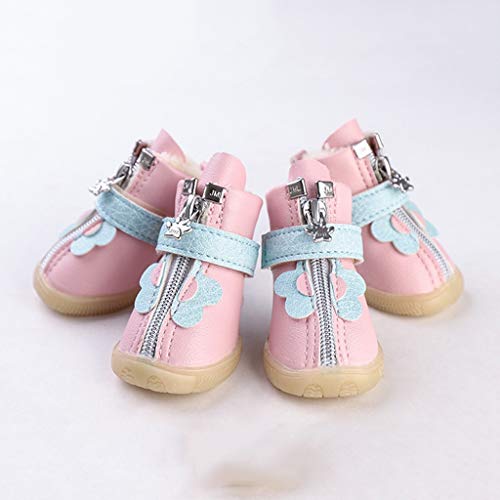 Winter-Hundeschuhe mit Blumen, dick, warm, kleine Hunde, Schneestiefel, rutschfest, warme Haustierschuhe für Teddy, Chihuahua (Größe : 5) von ghghnrtgefrgnhnxdf