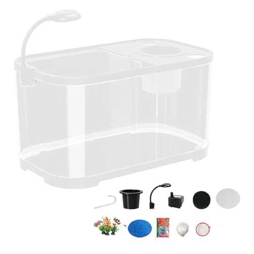 Aquarium Starter Kits - Glasfischtank Mit Filter- Und LED -Licht - Turtle Tank Starter Kit | Ideal Für Betta -Fische, Schildkröten Und Kleine Reptilien | Beinhaltet Filter, UVB -Licht, Backenp von gifyym