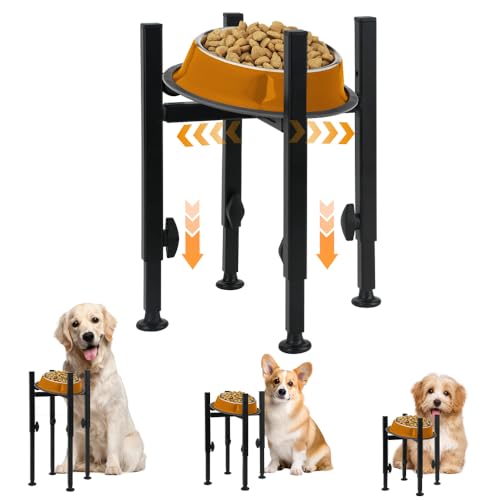Hundenapfständer höhenverstellbar 3 Edelstahl Breite 15-25 cm aus Stahl - Futternapf & Wassernapf Halter für kleine mittelgroße große Hunde ohne Näpfe von giteo bedding