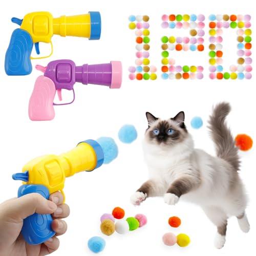 giteo bedding 120 Stück Katzenspielzeug, Pompom-Bälle mit 2 Launchern, Plüsch, aufregender Katzenball-Spielzeugwerfer, leise, interaktives Katzenspielzeug für gelangweilte Innenräume, niedliches giteo bedding 120 Stück Katzenspielzeug, Pompom-Bälle mit 2 Launchern, Plüsch, aufregender Katzenball-Spielzeugwerfer, leise, interaktives Katzenspielzeug für gelangweilte Innenräume, niedliches von giteo bedding