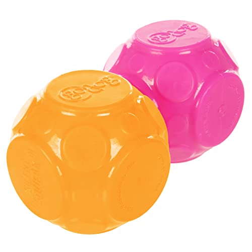 goDog 2er-Pack Silent Squeak Ball Hundespielzeug-Set, für leichte bis Moderate Kauer – Orange/Rosa, 2er-Pack von goDog