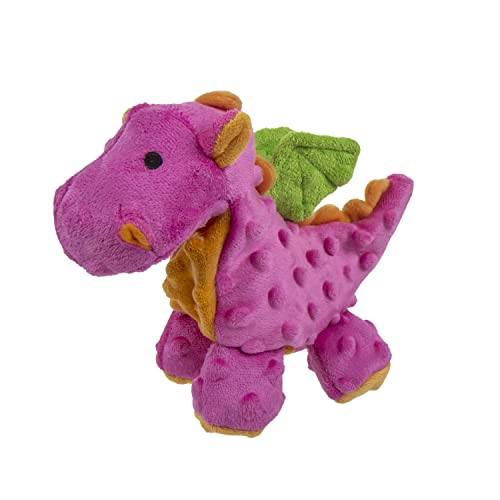 goDog Bubble Plush Dragons Quietschendes Hundespielzeug, Kauschutz-Technologie, Hot Pink, Größe S von goDog