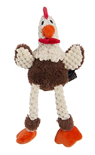 goDog Checkers Plush Skinny Brown Rooster Chew Guard Technology for Small Dogs von goDog