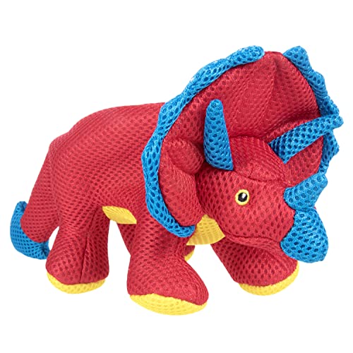 goDog Doppelter Kauschutz Mesh Dinos Rüschen Quietschendes Hundespielzeug – Rot, klein von goDog