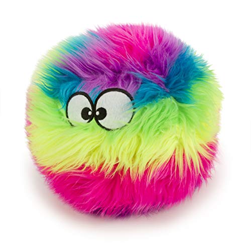 goDog Furballz Hundespielzeug, quietschender Plüschball, Kauschutz-Technologie, Regenbogenfarben, groß von goDog