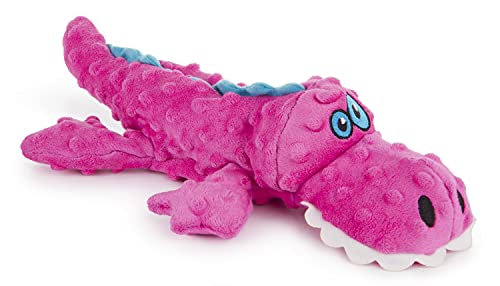 goDog Gators Squeaky Plush Dog Toy, Chew Guard Technology - Pink, Large von goDog