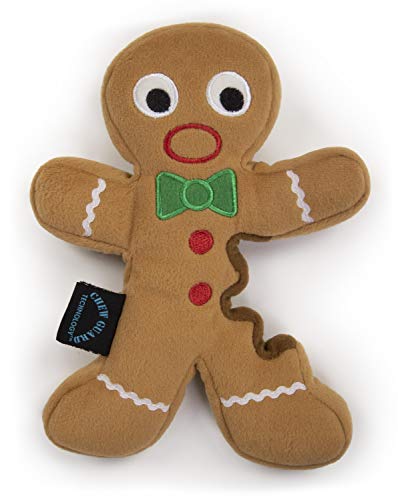 Moonmoon goDog Christmas Gingerbread Man Squeaky Plush Dog Toy, Chew Guard Technology - Brown, Large von goDog