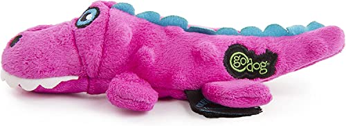 goDog Just for Me Gator with Chew Guard Technology Tough Plush Dog Toy, Rose, Pink von goDog