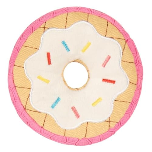 goDog Pink Tough N Texture Vanilla Donut Plüsch- und strukturiertes Silikon, quietschendes Hundespielzeug mit Kauschutz-Technologie, Größe XS goDog Pink Tough N Texture Vanilla Donut Plüsch- und strukturiertes Silikon, quietschendes Hundespielzeug mit Kauschutz-Technologie, Größe XS von goDog